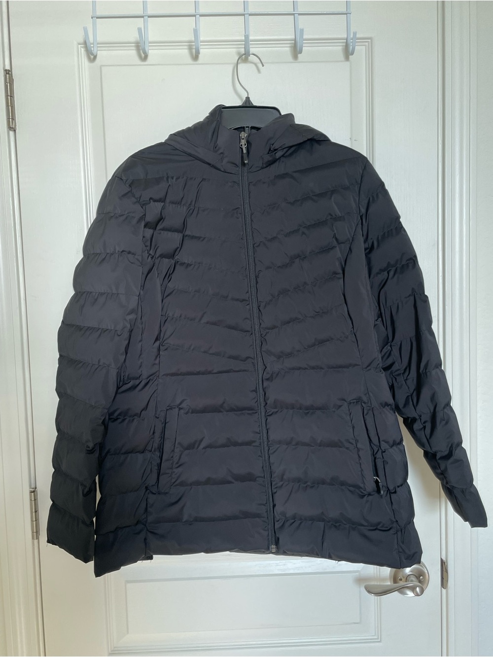 Black Quilted Hooded Puffer Jacket